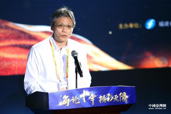 台湾联合报股份有限公司总经理方桃忠致辞。（中国台湾网 袁楚 摄）